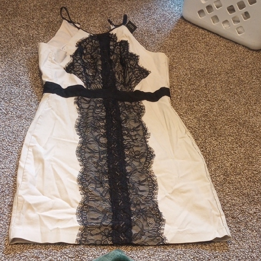 Teeze Me Black and Cream Dress